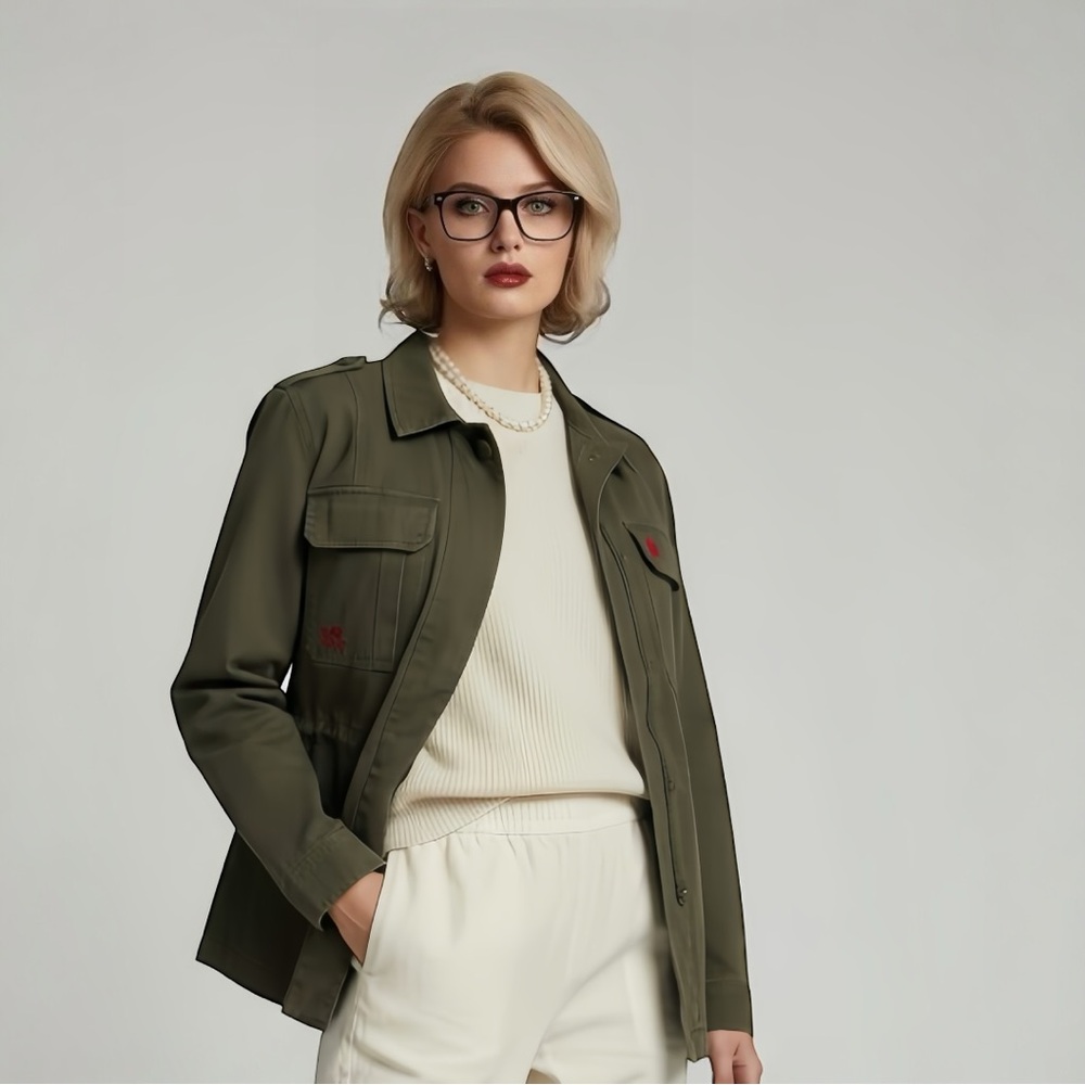 26 International Olive Embroidered Utility Jacket - Picture 7 of 11